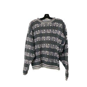 Vintage Duplex Designs Men's Crewneck Sweater - Sage Green & Slate Blue, Large